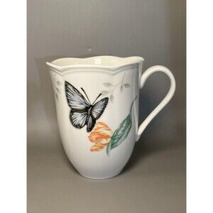 Lenox Eastern Tailed Blue Coffee Mug Butterfly Floral White Ceramic Cup